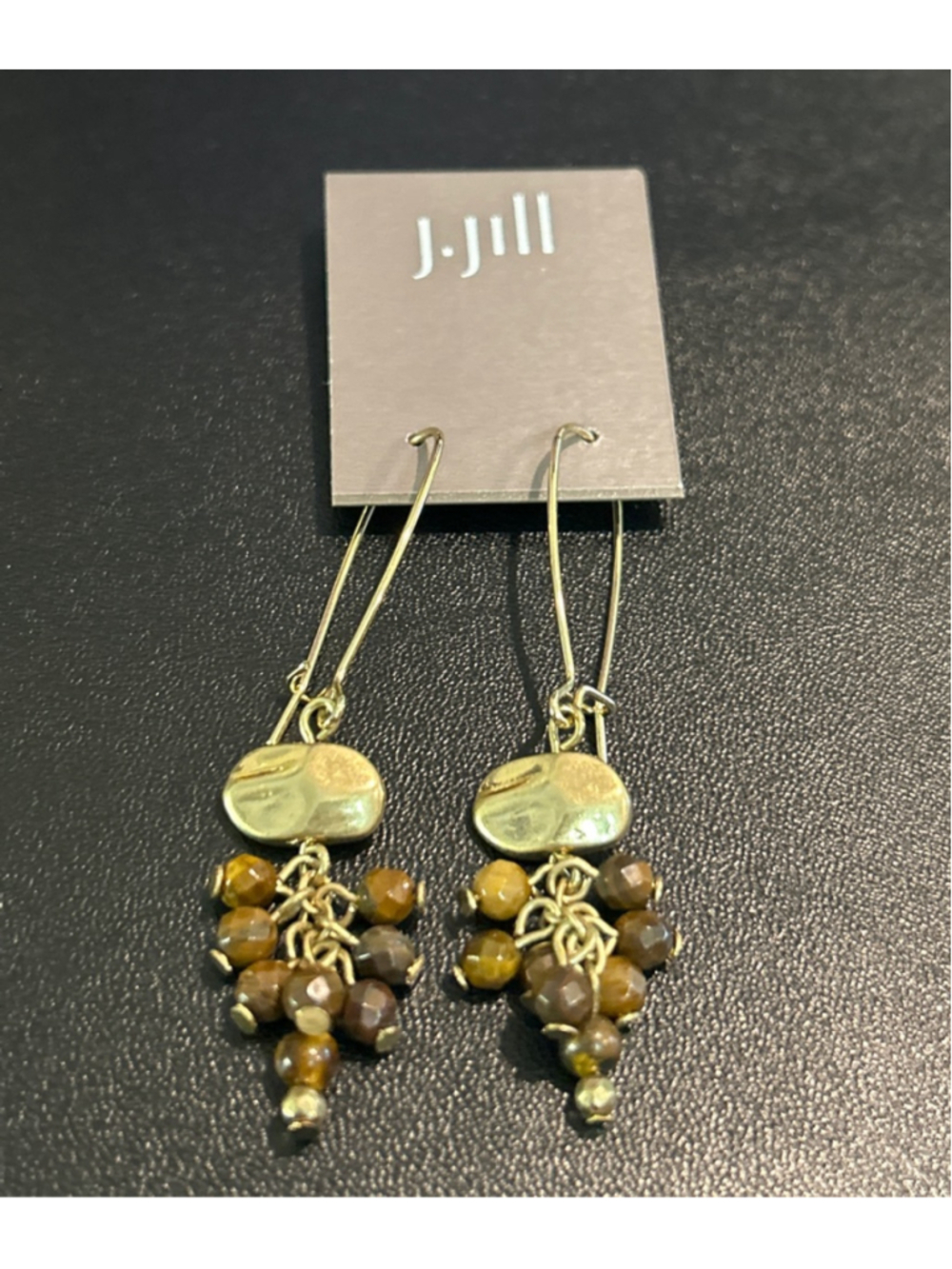 Women's J.Jill Gold & Brown Beaded Drop Earrings pierced